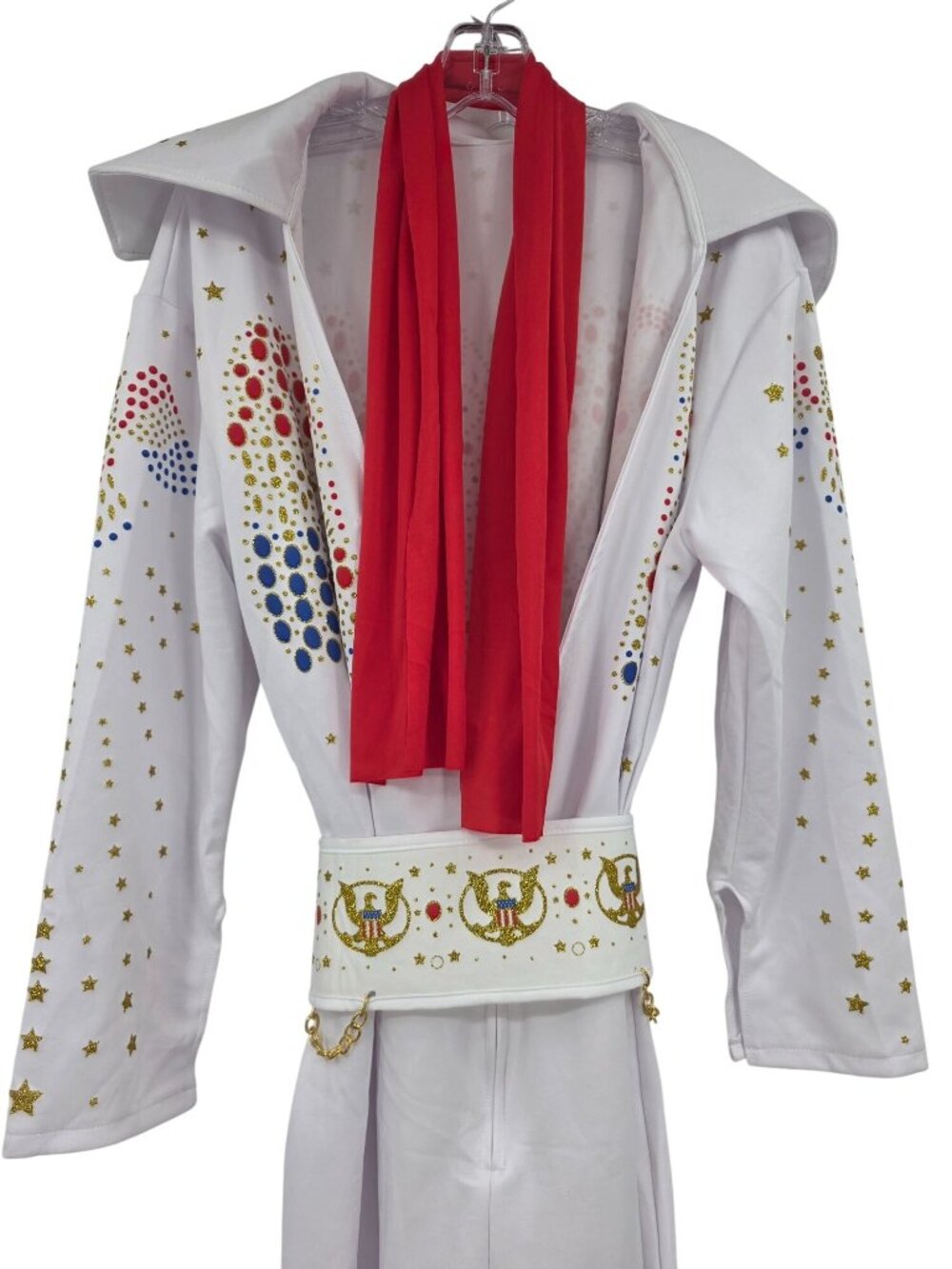 Elvis Presley White Eagle Jumpsuit Costume With Red Scarf & Belt X-Large
